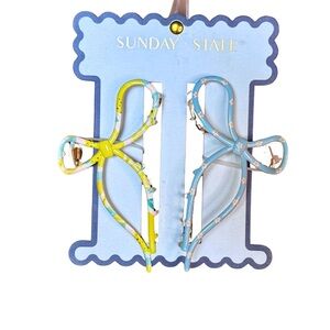 Floral Yellow and Blue Hair Claw Clips